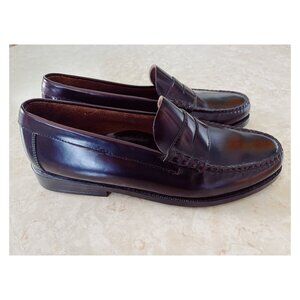 VTG NWOB Bass Mens Sz 10.5 Walton Penny Loafers Burgundy Polished Leather